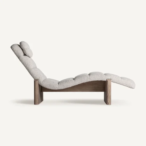 Chaise longue Jacquard orme marron et beige Vical Home — vue 3