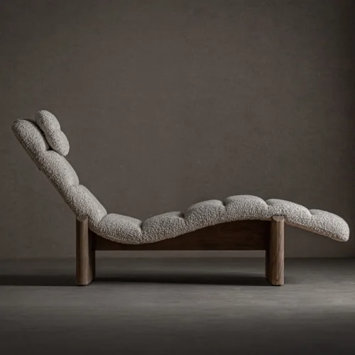 Chaise longue Jacquard orme marron et beige Vical Home — vue 8