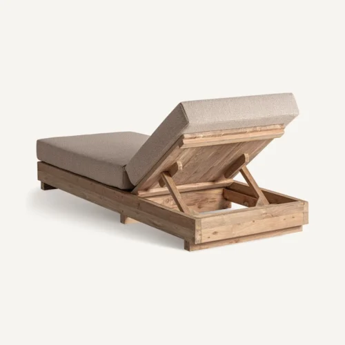 Chaise longue Pure beige et marron naturel Vical Home — vue 5