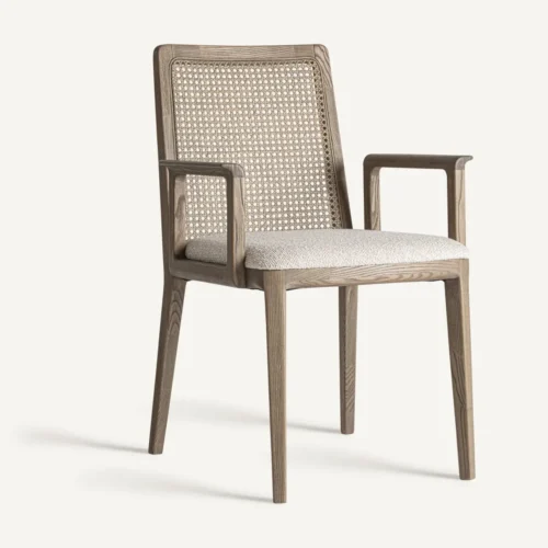 Chaise Mattia frêne marron et lin beige Vical Home