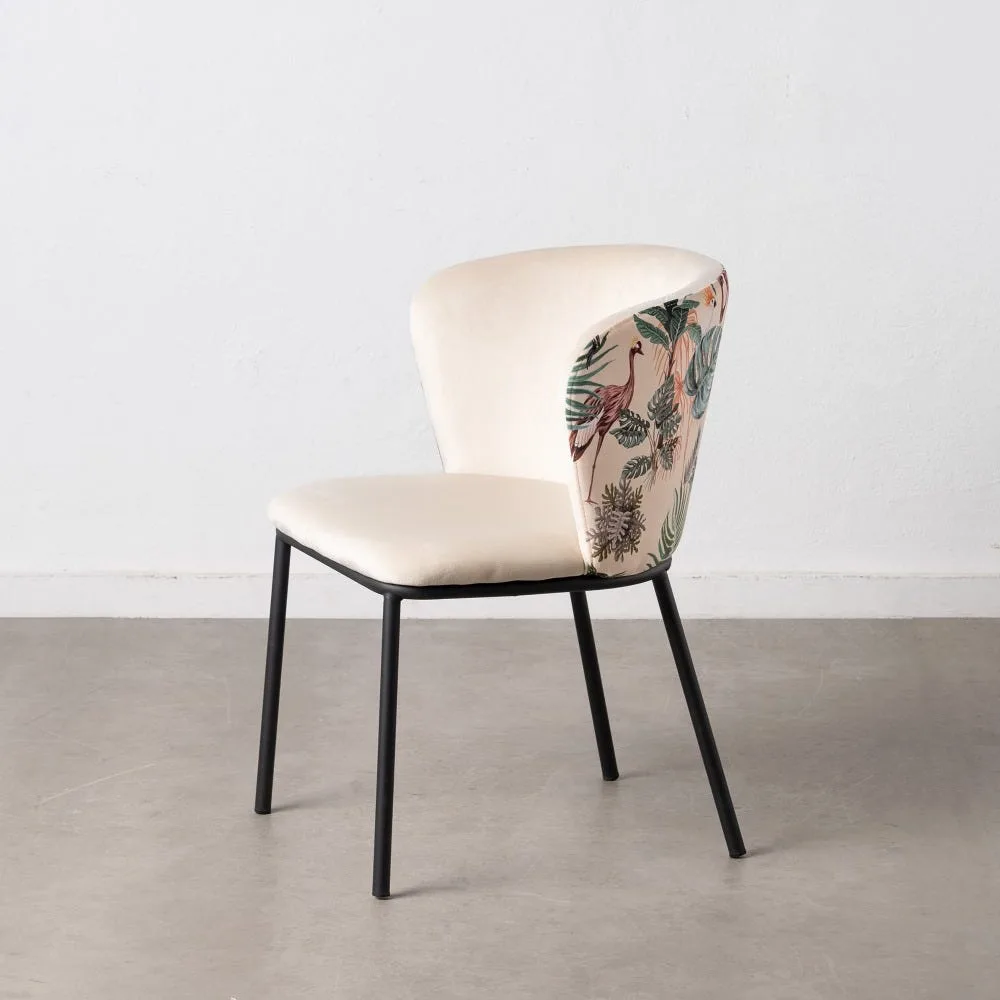 Chaise paon tissu beige piètement acier Ixia 58 cm