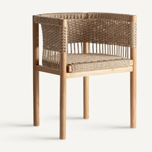 Chaise teck marron et corde synthétique Vical Home