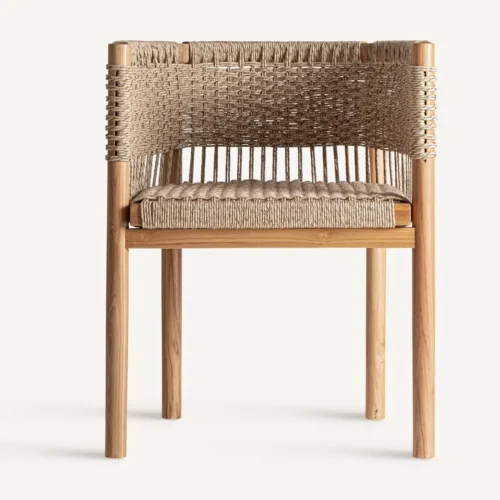 Chaise teck marron et corde synthétique Vical Home — vue 2