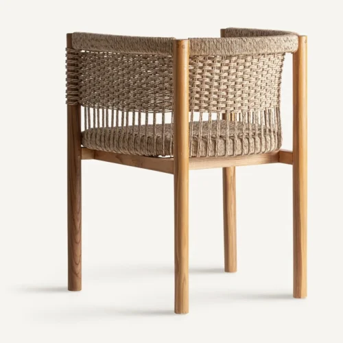 Chaise teck marron et corde synthétique Vical Home — vue 4