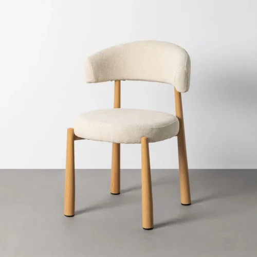 Chaise tissu blanc piètement métal Ixia 56 cm