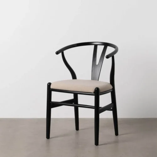 Chaise tissu noir bois de hêtre Ixia 53 cm