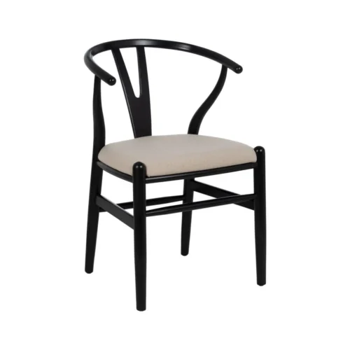 Chaise tissu noir bois de hêtre Ixia 53 cm — vue 2