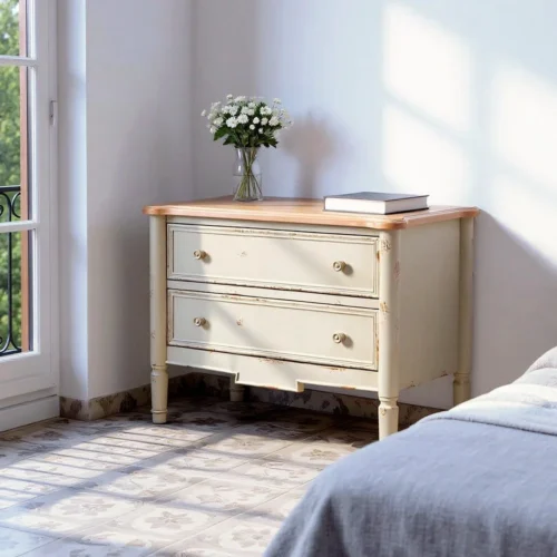 Commode bicolore naturel et crème Ixia 80 cm — vue 7