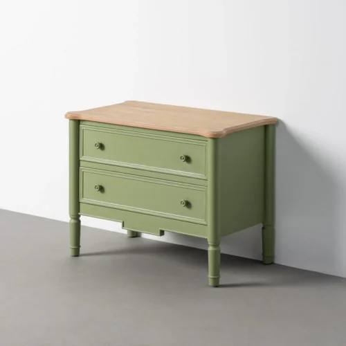 Commode bicolore naturel et vert Ixia 80 cm