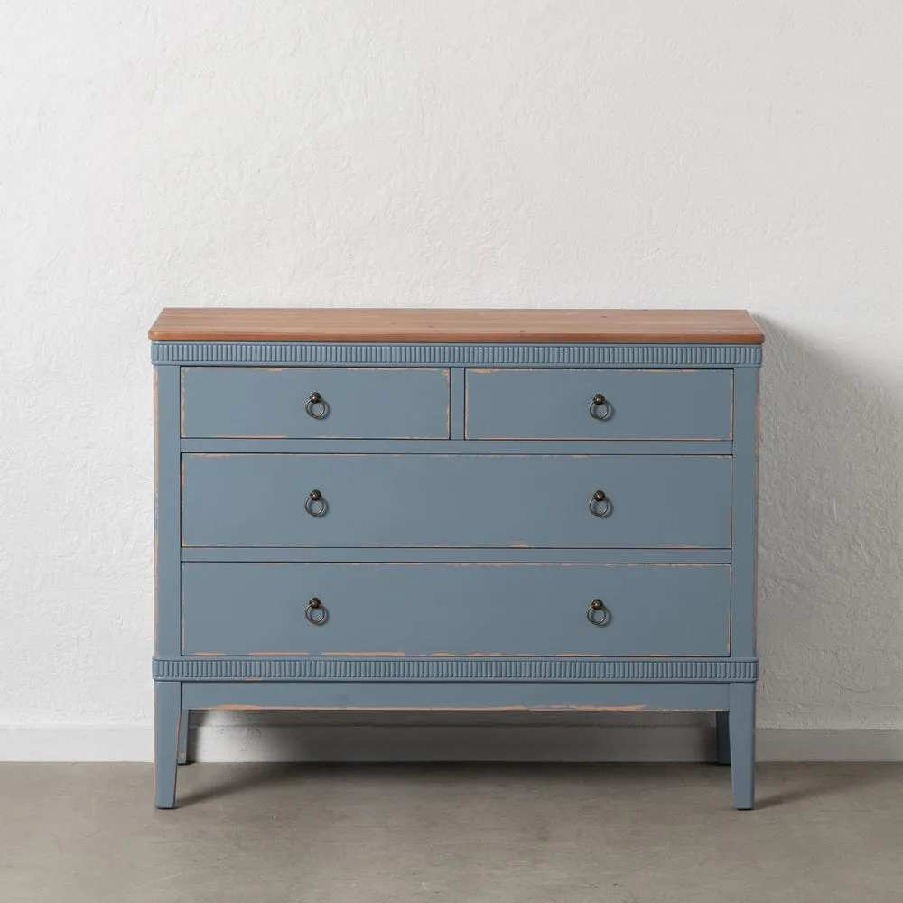 Commode bois bleu 4 tiroirs Ixia 115 cm