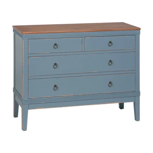 Commode bois bleu 4 tiroirs Ixia 115 cm — vue 2