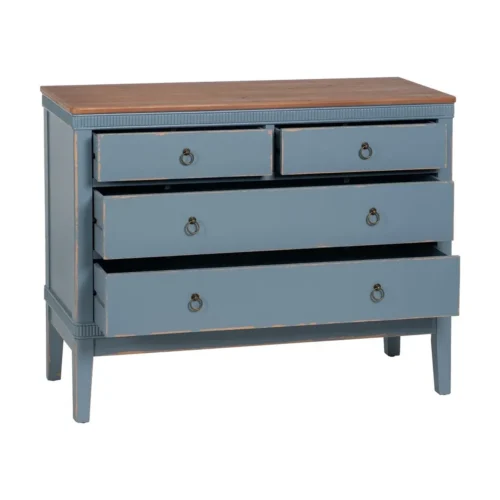 Commode bois bleu 4 tiroirs Ixia 115 cm — vue 3