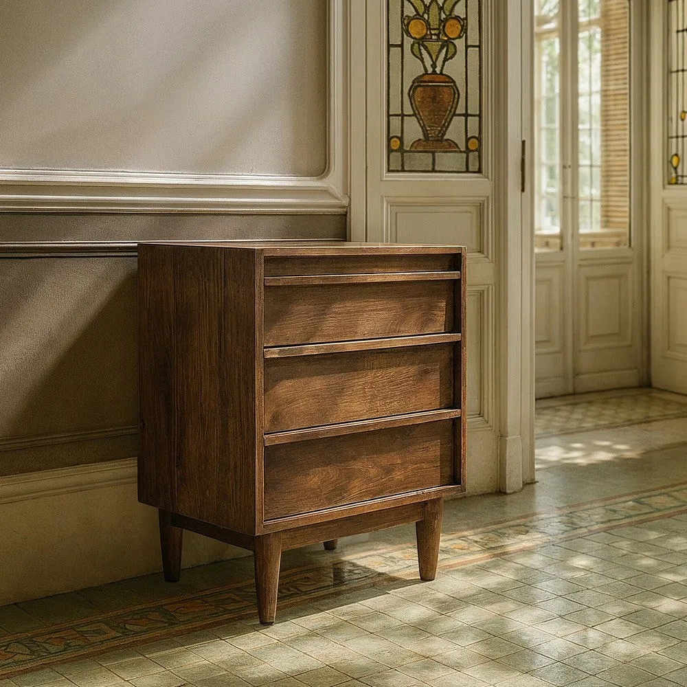 Commode bois de manguier marron 3 tiroirs Ixia 70 cm