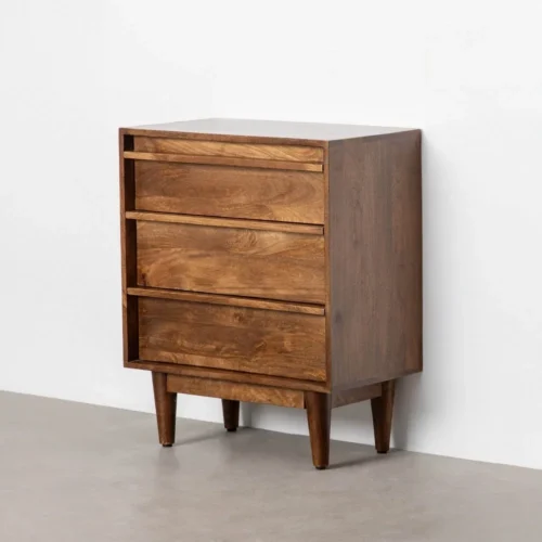 Commode bois de manguier marron 3 tiroirs Ixia 70 cm — vue 2