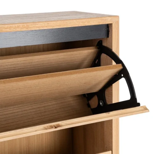 Commode bois et métal naturel et noir capacité chaussures Ixia 60 cm — vue 5