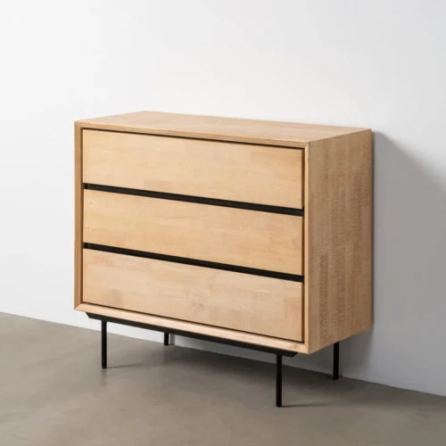 Commode bois et métal naturel et noir Ixia 99,5 cm