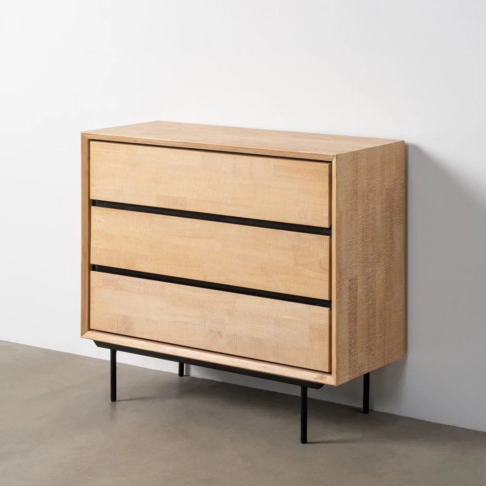 Commode bois et métal naturel et noir Ixia 99,5 cm