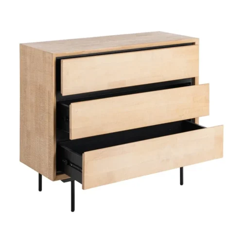 Commode bois et métal naturel et noir Ixia 99,5 cm — vue 3