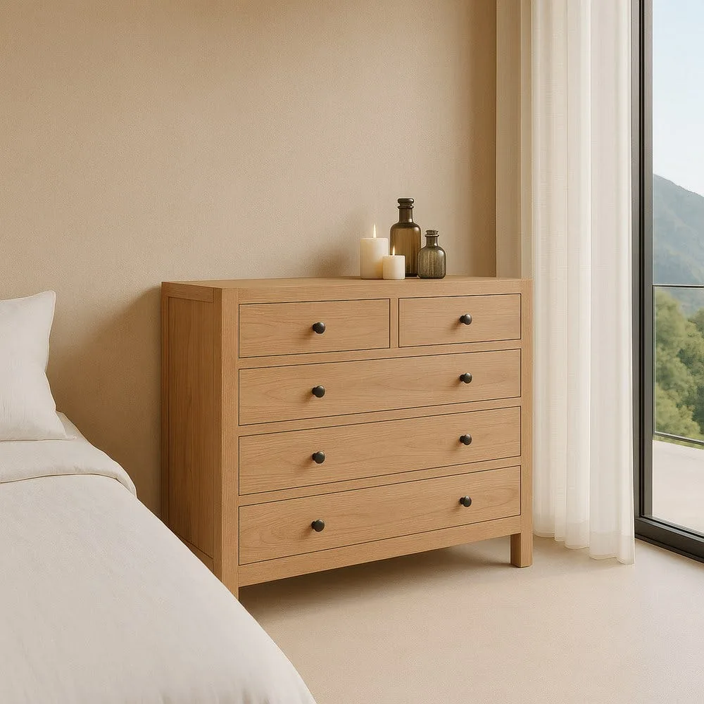 Commode bois massif naturel Ixia 100 cm