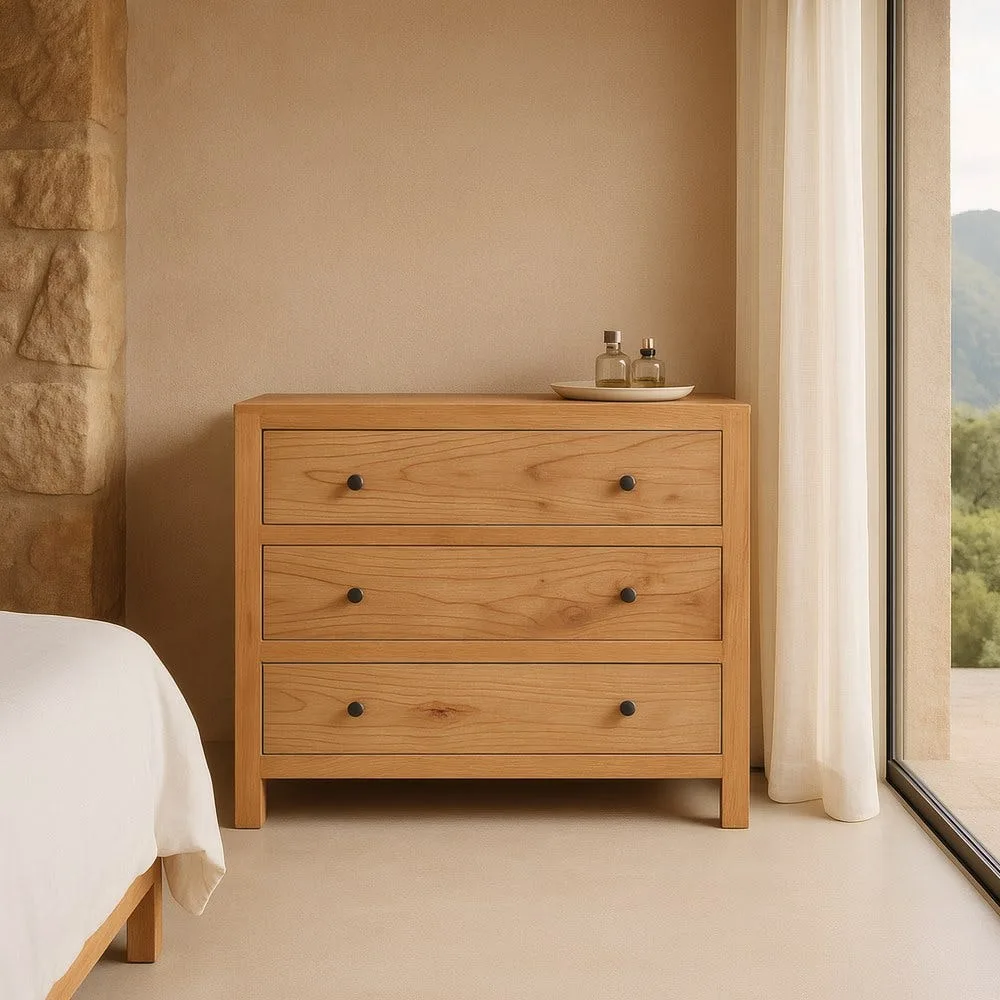 Commode bois massif naturel Ixia 90 cm