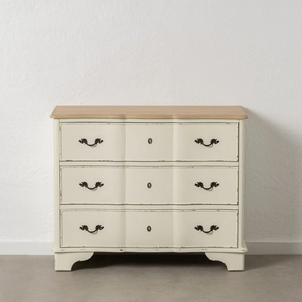 Commode bois naturel et crème Ixia 100 cm