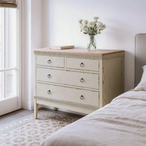 Commode bois naturel et crème Ixia 115 cm — vue 9