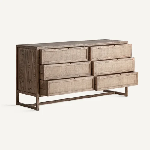 Commode Byremo orme marron et rotin Vical Home — vue 3