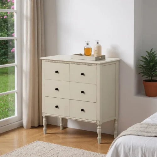 Commode gris clair pieds bois Ixia 75 cm — vue 7
