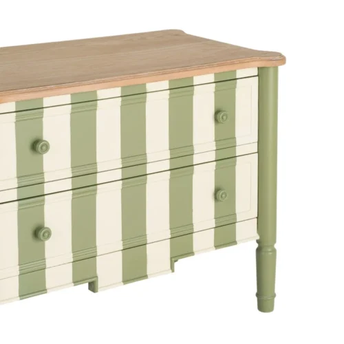 Commode rayée vert et crème Ixia 80 cm — vue 2
