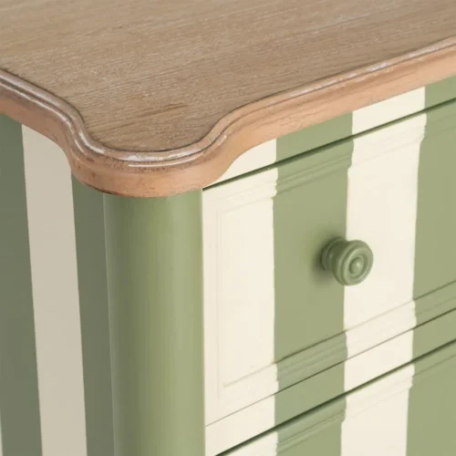 Commode rayée vert et crème Ixia 80 cm — vue 3