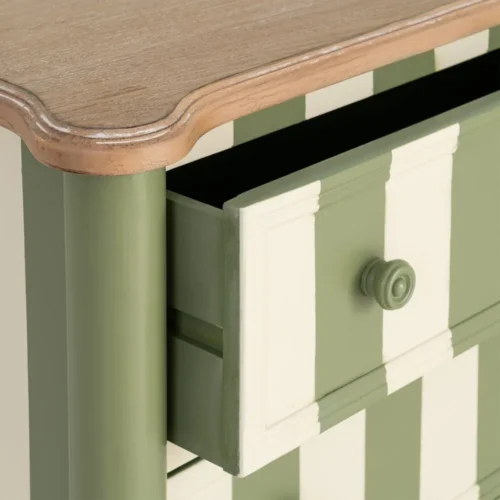 Commode rayée vert et crème Ixia 80 cm — vue 5