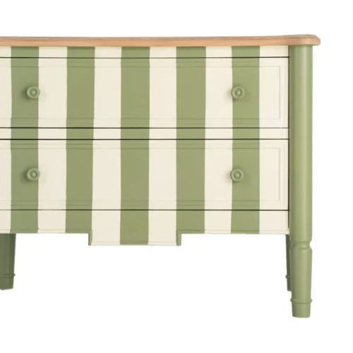 Commode rayée vert et crème Ixia 80 cm — vue 6