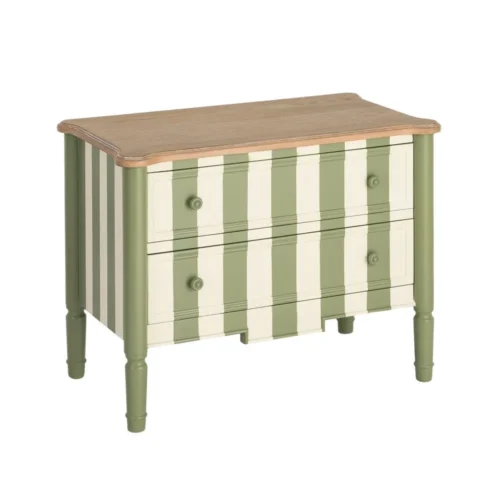 Commode rayée vert et crème Ixia 80 cm — vue 8