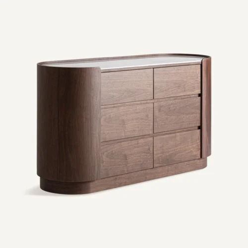 Commode Stuetta chêne et pierre frittée blanche Vical Home — vue 2