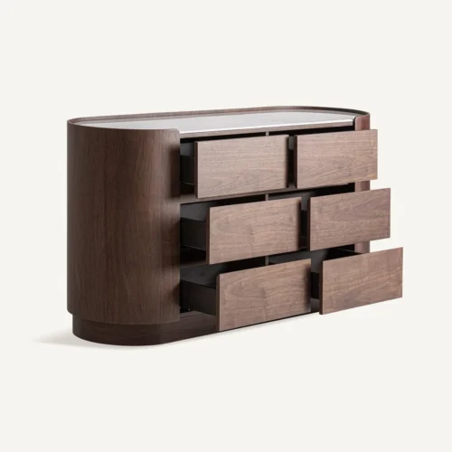 Commode Stuetta chêne et pierre frittée blanche Vical Home — vue 3