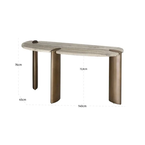 Console Arcadia travertin gris Richmond Interiors — vue 9