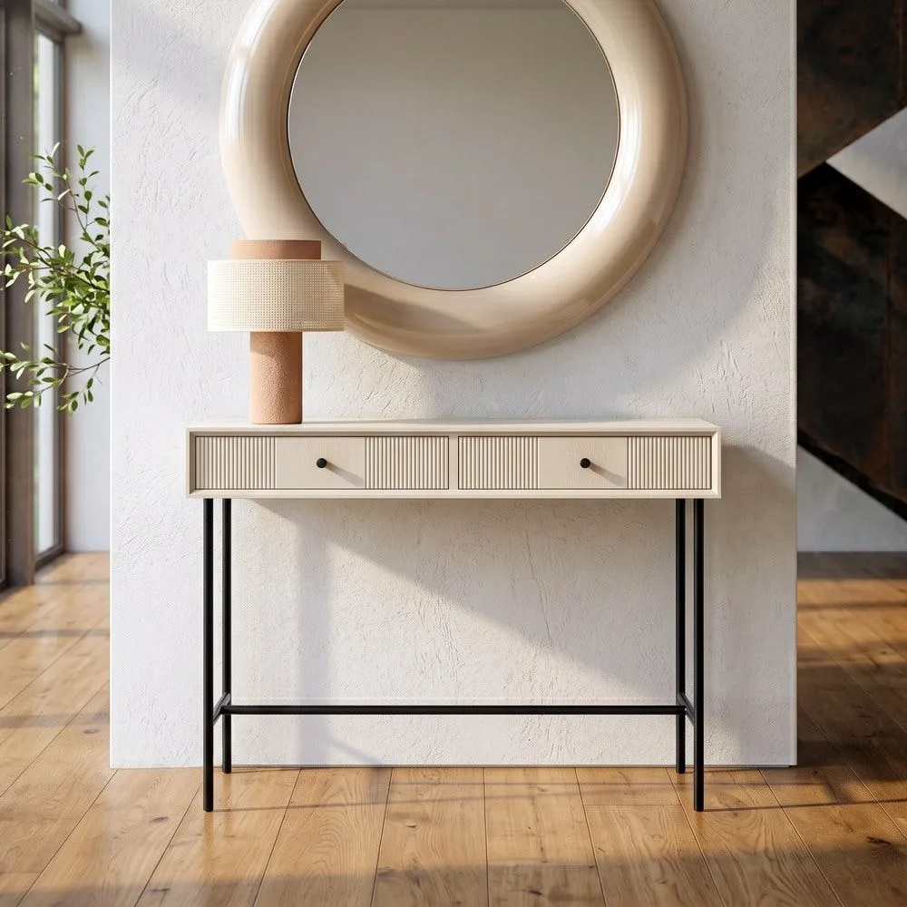 Console crème métal 2 tiroirs Ixia 90 cm