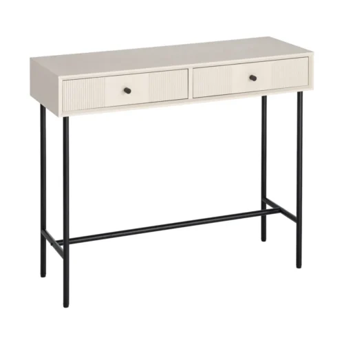Console crème métal 2 tiroirs Ixia 90 cm — vue 2