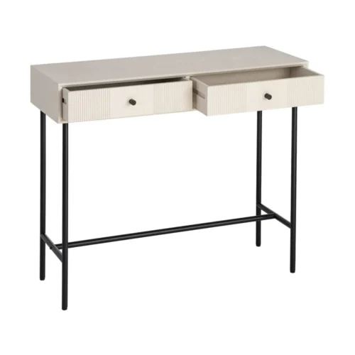 Console crème métal 2 tiroirs Ixia 90 cm — vue 3
