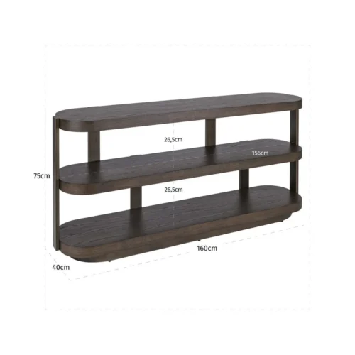 Console Ellington marron 3 plateaux Richmond Interiors — vue 6
