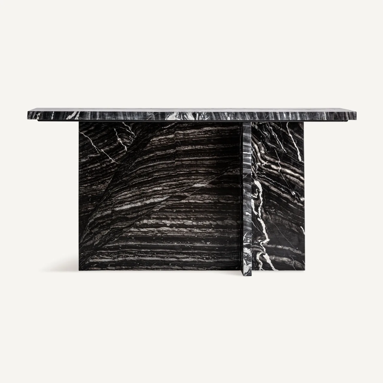 Console Khat marbre noir veiné Vical Home