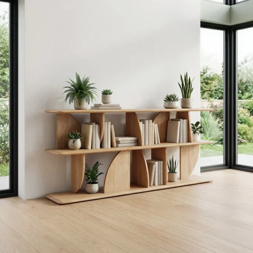 Étagère basse bois d'hévéa naturel Ixia 83 cm — vue 9