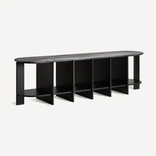 Étagère basse Nara manguier noir et marbre noir Vical Home — vue 2