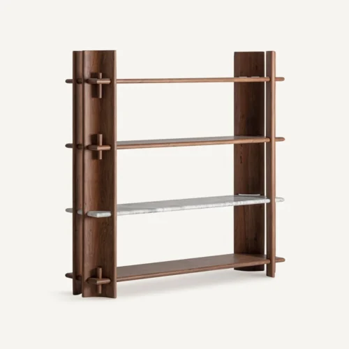 Étagère Sagy acacia et marbre blanc Vical Home — vue 2