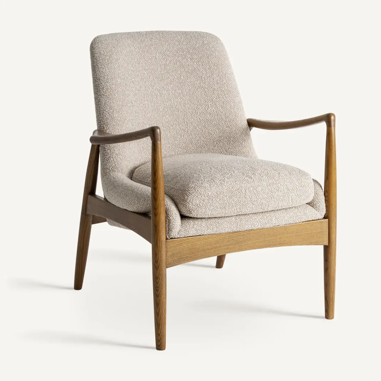 Fauteuil beige et frêne marron Vical Home