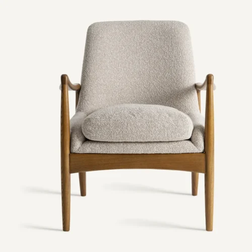 Fauteuil beige et frêne marron Vical Home — vue 2