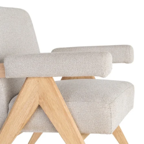Fauteuil beige piètement hévéa Ixia 74 cm — vue 2
