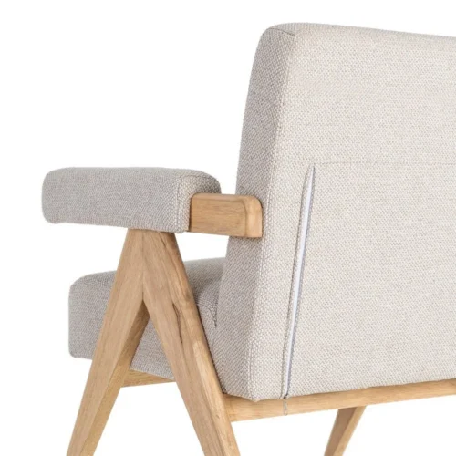 Fauteuil beige piètement hévéa Ixia 74 cm — vue 4