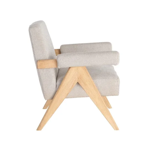 Fauteuil beige piètement hévéa Ixia 74 cm — vue 5
