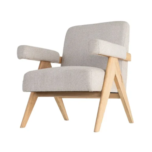 Fauteuil beige piètement hévéa Ixia 74 cm — vue 7